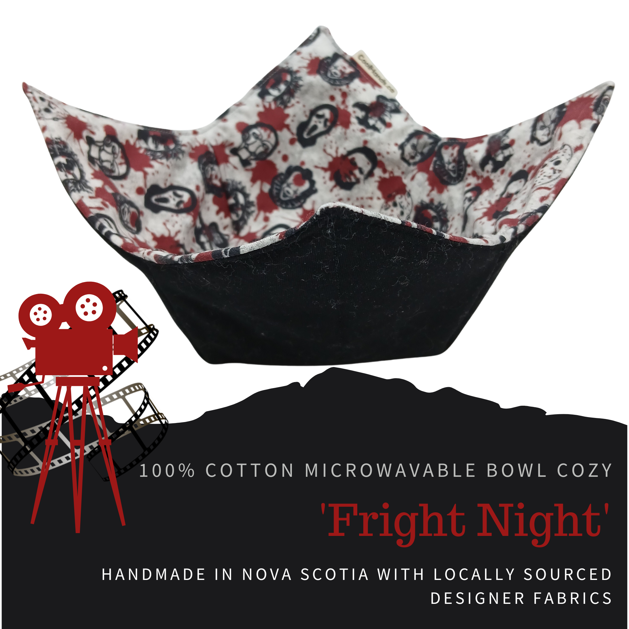 100% Cotton Microwavable Bowl Cozy - Fright Night